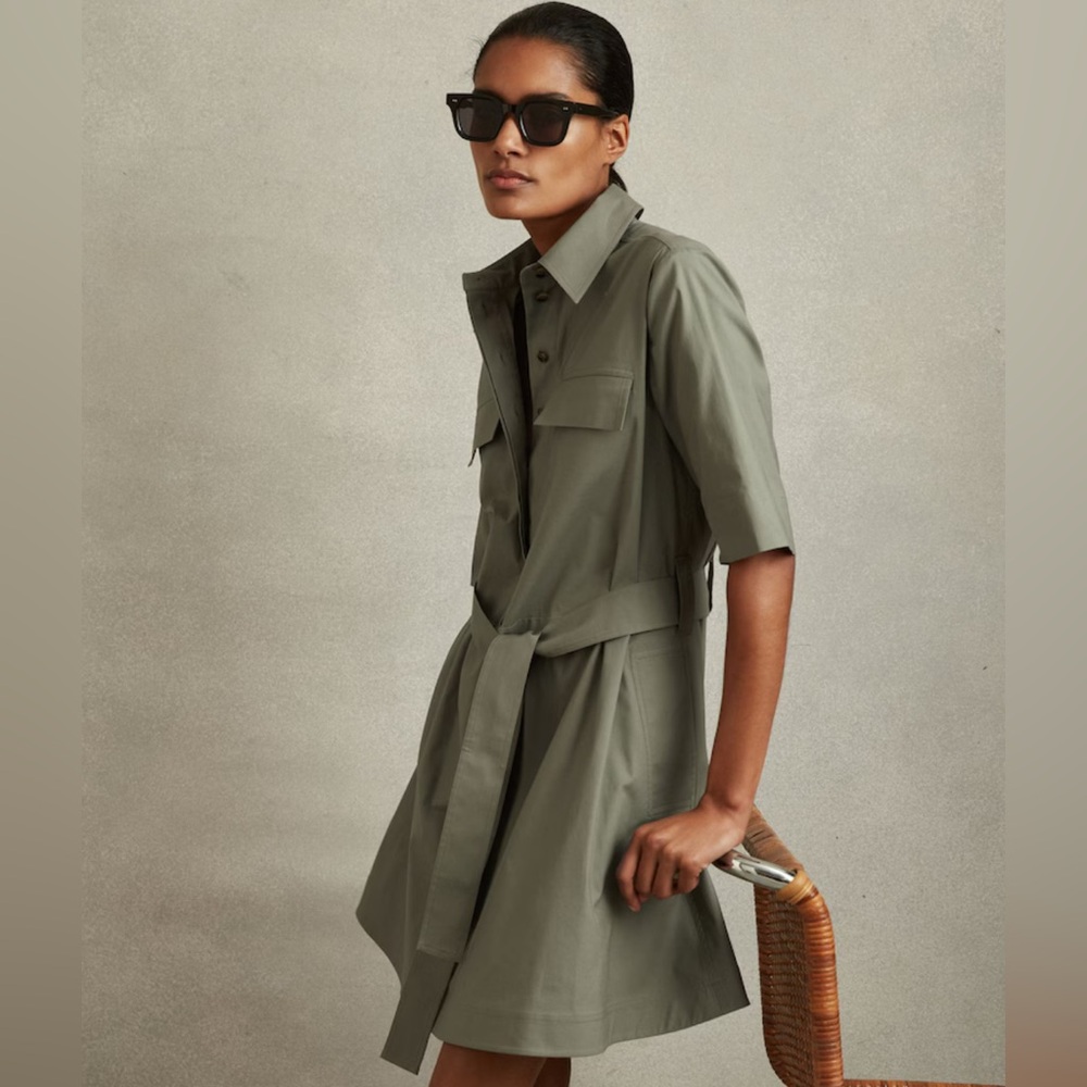 Olive Green Button-Up Dress